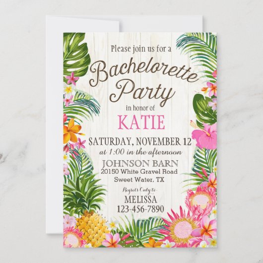 Invitation Luau Hawiian Beach Rustique Bachelorette Party (Devant)