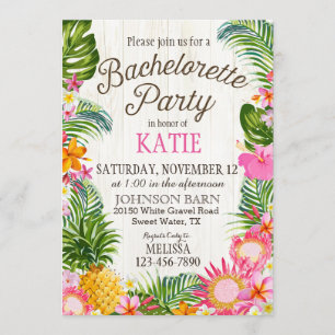 Invitation Luau Hawiian Beach Rustique Bachelorette Party