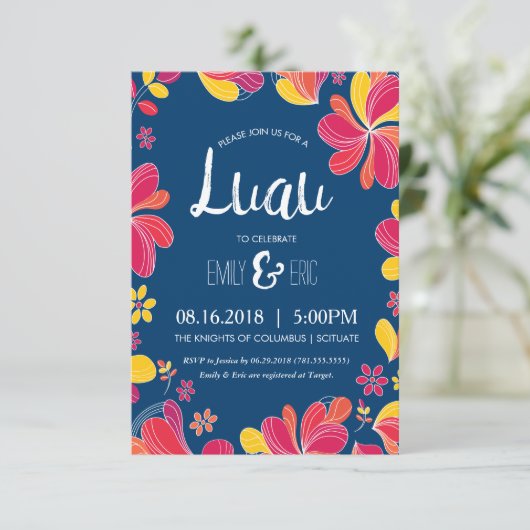 Invitation Luau - Invitation de fête tropicale haw (Debout devant)