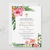 Invitation Luau Jardin tropical Espagnol 1er anniversaire Bap (Devant)