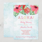 Invitation Luau nuptiale, baby shower hawaïen, tropicale (Devant / Derrière)