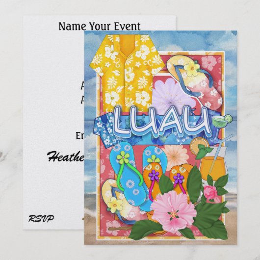 Invitation Luau par SRF (Devant / Derrière)