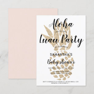 Invitation Luau parti Aloha baby shower ananas en or