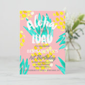 Invitation Luau party Aloha ananas premier anniversaire (Debout devant)