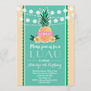Invitation Luau Party pour Anniversaire, Douche, e