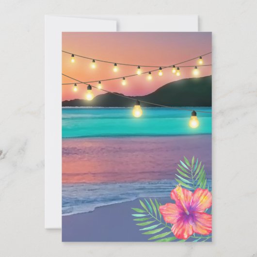 Invitation Luau Pastel Sunset Beach Ocean Anniversaire (Dos)