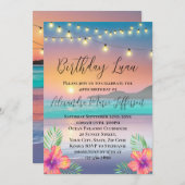 Invitation Luau Pastel Sunset Beach Ocean Anniversaire (Devant / Derrière)