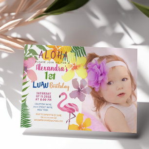Invitation Luau Photo Premier Anniversaire