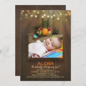 Invitation Luau Pineapple Tropical 1 Baby Birthday Photo (Devant / Derrière)
