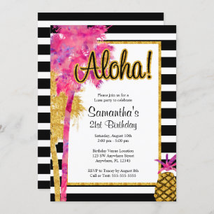 Invitation Luau Stripes 21e anniversaire