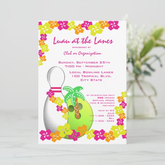 Invitation Luau Theme Bowling (Debout devant)