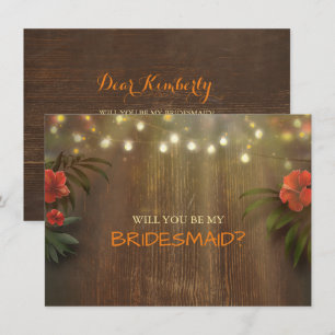 Invitation Luau Tropical Beach Lights Floral Bridesmaid