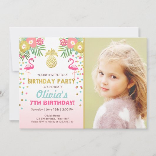 Invitation Luau tropical d'anniversaire d'invitation de (Devant)