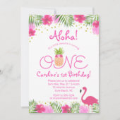 Invitation Luau Tropical Floral Girl 1er anniversaire (Devant)