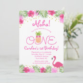 Invitation Luau Tropical Floral Girl 1er anniversaire (Debout devant)