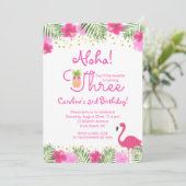 Invitation Luau Tropical Floral Girl 3ème anniversaire (Debout devant)