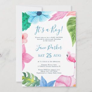 Invitation Luau tropical hawaïen pour une baby shower garçon