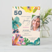 Invitation Luau Tropical Luau Floral été fête d'anniversaire (Debout devant)