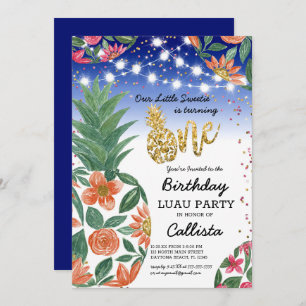 Invitation Luau Tropical Pineapple Lumière Parties scintillan