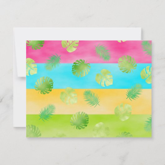 Invitation Luau Tropical Rose Bleu & Vert Aloha Anniversaire (Dos)