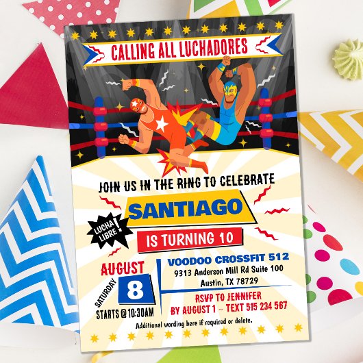 Invitation Lucha Libre Mexicaine Lutte Anniversaire Invitatio