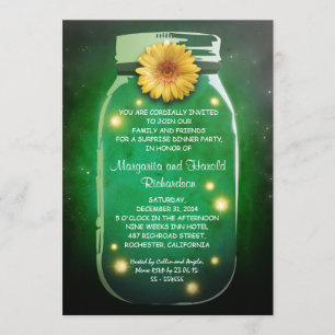 Invitation Lucioles et bocal maçon rustique Anniversaire fant