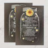 Invitation Lucioles et pot Mason rustique Fantaisie Anniversa (Devant / Derrière)