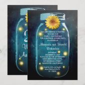 Invitation Lucioles & Pot Mason Rustique Fantaisiste Annivers (Devant / Derrière)