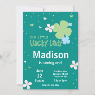 Invitation Luck Lady St. Patrick's Day Anniversaire Invitatio