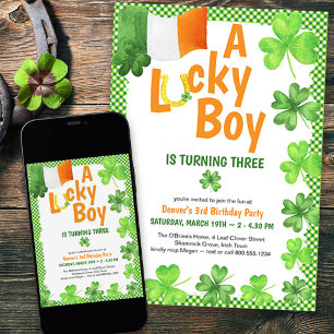 Invitation Lucky Boy Shamrock et Horseshoe fête d'anniversair