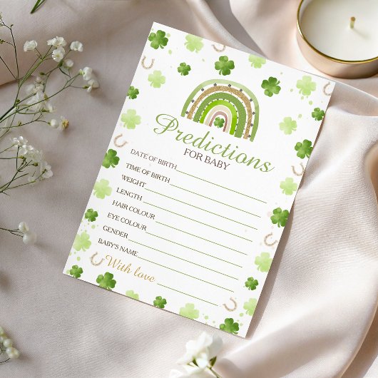 Invitation Lucky Charm Baby Predictions Card