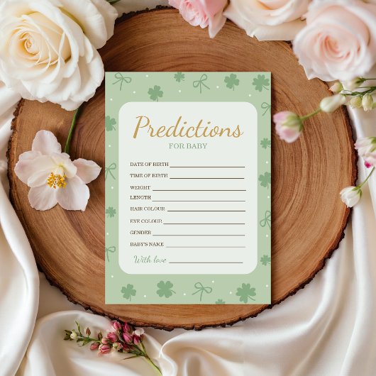 Invitation Lucky Charm Baby Predictions Card