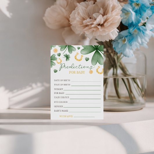 Invitation Lucky Charm Baby Predictions Card