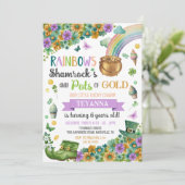 Invitation Lucky Charm Pot or Rainbow Sunflower Anniversaire (Debout devant)