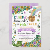 Invitation Lucky Charm Pot or Rainbow Sunflower Anniversaire (Devant / Derrière)