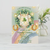 Invitation Lucky Charm Shamrock et Baby shower Rainbow (Debout devant)