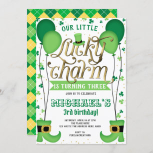 Invitation Lucky Charm, St Patrick's Day, Anniversaire