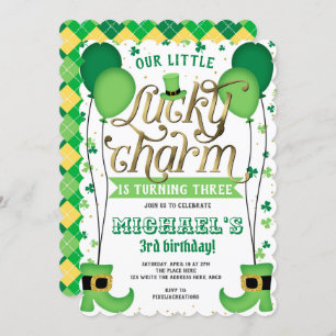 Invitation Lucky Charm, St Patrick's Day, Anniversaire