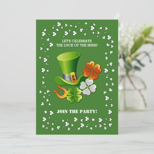 Invitation Lucky Charms St. Patrick's Day Party (Debout devant)