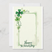 Invitation Lucky Clover Design pour la St. Patrick's Day (Dos)