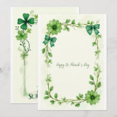Invitation Lucky Clover Design pour la St. Patrick's Day (Devant / Derrière)