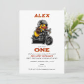 Invitation Lucky Duck mignonne Toddler 1ère moto d'anniversai (Debout devant)