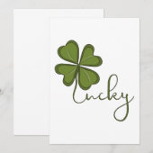 Invitation Lucky Four Leaf Clover (Devant / Derrière)