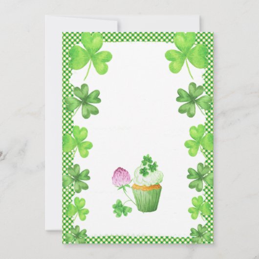 Invitation Lucky Girl Shamrock et Muffin Anniversaire fêté In (Dos)