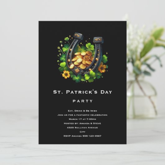 Invitation Lucky Horseshoe St. Patrick's Day (Debout devant)