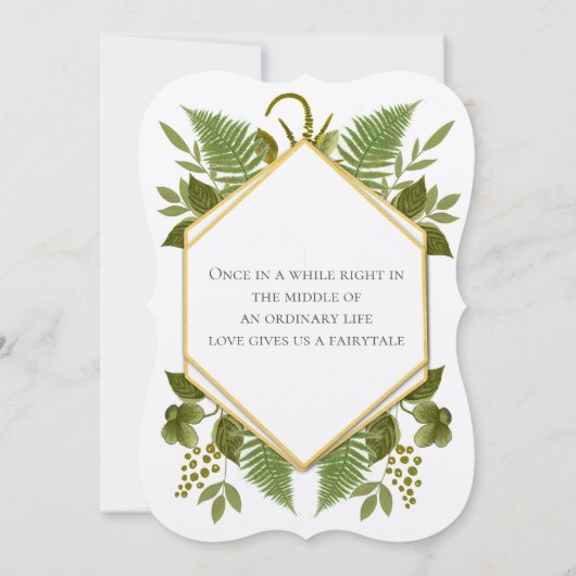 Invitation Lucky In Love 4 feuilles Clover Fern Mariage géomé (Dos)