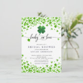 Invitation Lucky in Love 4 feuilles Fête des mariées de trèfl (Debout devant)
