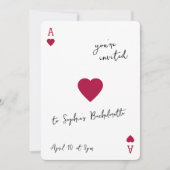 Invitation Lucky In Love Bachelorette Ace Of Hearts (Devant)