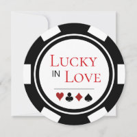 Lucky In Love Black White Poker Chip Vegas Mariage
