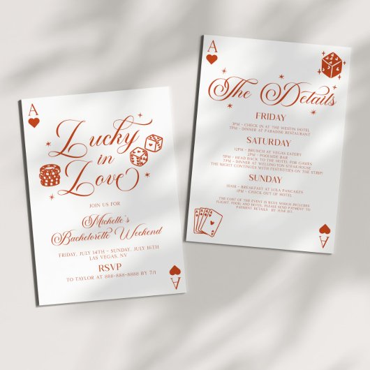 Invitation Lucky In Love Casino Bachelorette Weekend Party